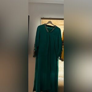 Elegant Green Pakistani/Indian Embroidered Shalwar Kameez Set